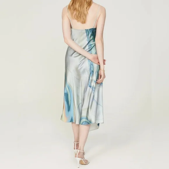 JONATHAN SIMKHAI Women's Watercolor Sleeveless Cowl-Neck Nellie Slip Dress, 10 - Picture 4 of 14